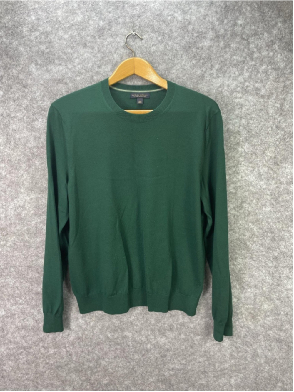 Banana Republic Sweater Mens Large Green Merino Wool Crewneck Knit Pullover